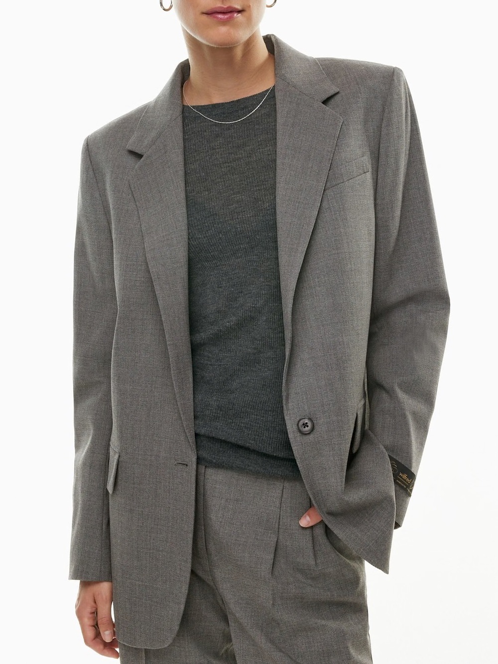 Aritzia Wilfred Generation Blazer Heather Medium Gray Medium Old Style $248